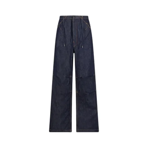 Daisy Contrast-Stitching Wide Leg Jeans