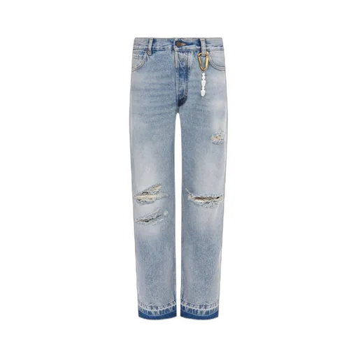 Distressed Straight Leg Jeans