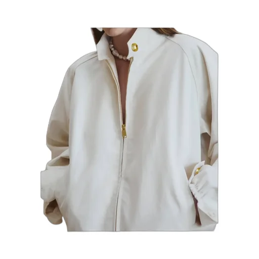High-Neck Button-Detail Jacket
