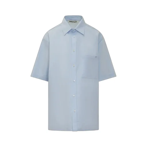 Straight-Point Collar Cotton Shirt