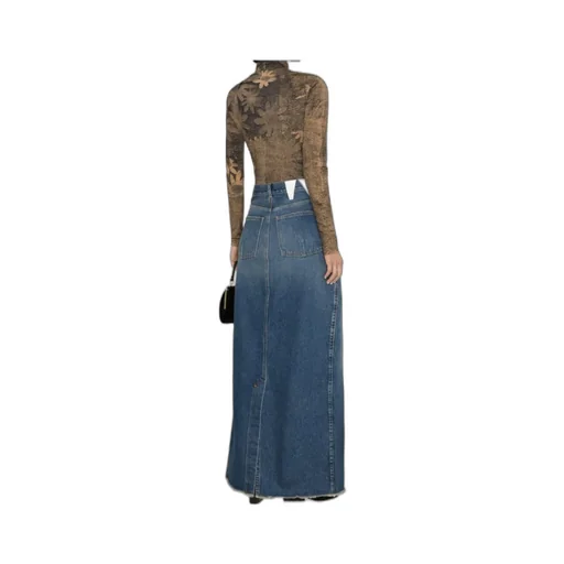 Emma Distressed Denim Maxi Skirt
