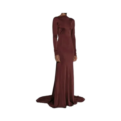 Gathered Open-Back Gown