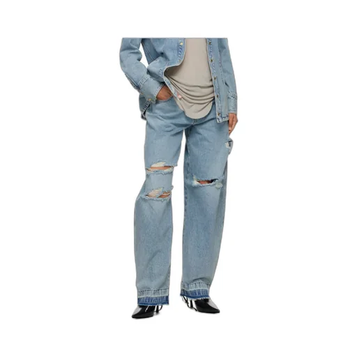 Audrey Barrel Leg Distressed Carpenter Jeans
