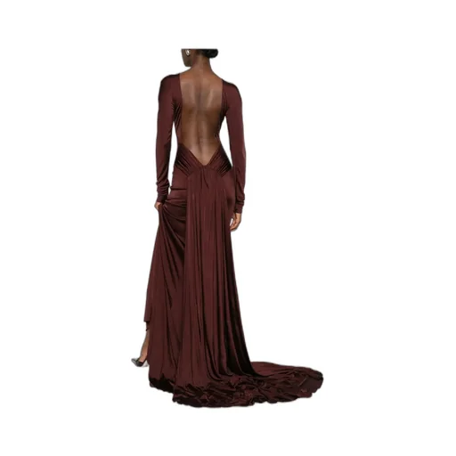 Gathered Open-Back Gown