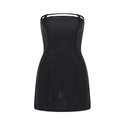Leather Mini Dress With Pocket Detail