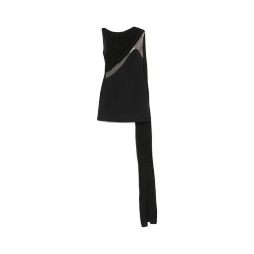 Tulle-Insert Draped Mini Dress