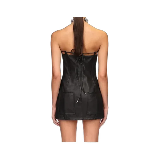 Leather Mini Dress With Pocket Detail