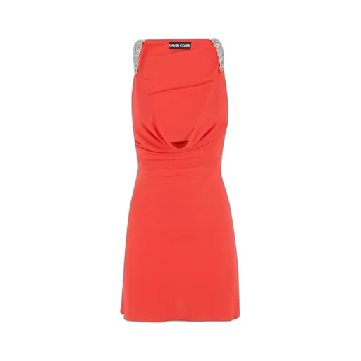 Crystal Claw Embellished Detail Cowl Neck Mini Dress
