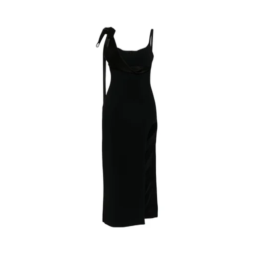 Satin-Bow Midi Dress
