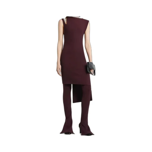 Asymmetrical Shoulder Cut-Out Ribbed Midi Dress