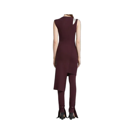 Asymmetrical Shoulder Cut-Out Ribbed Midi Dress