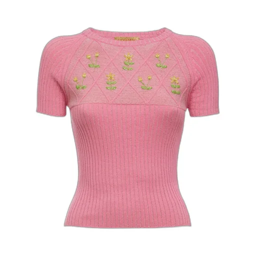 Floral Embroidered Crewneck Top