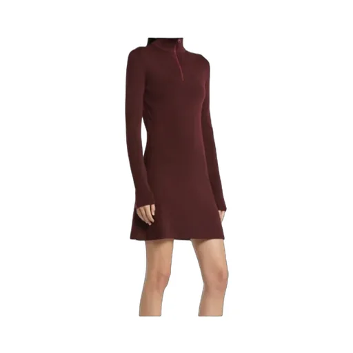 Mock-Neck Zip-Front Mini Dress