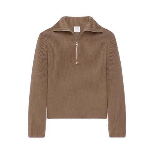 Half-Zip Ribbed-Knit Sweater
