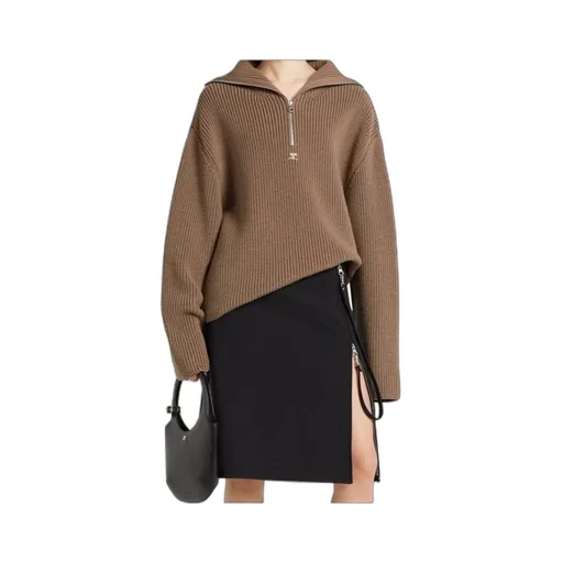 Half-Zip Ribbed-Knit Sweater