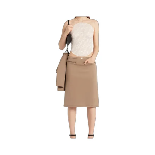 Elastic Waistband Tailored Skirt