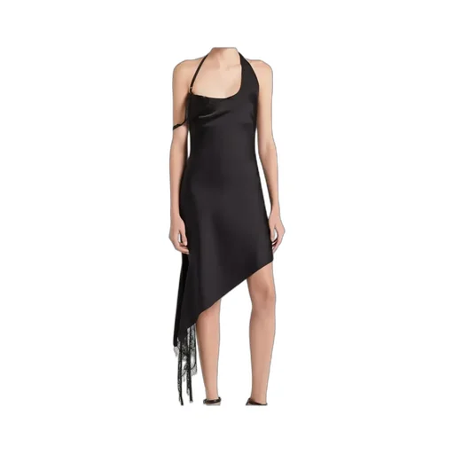 Asymmetrical Lace-Trimmed Dress