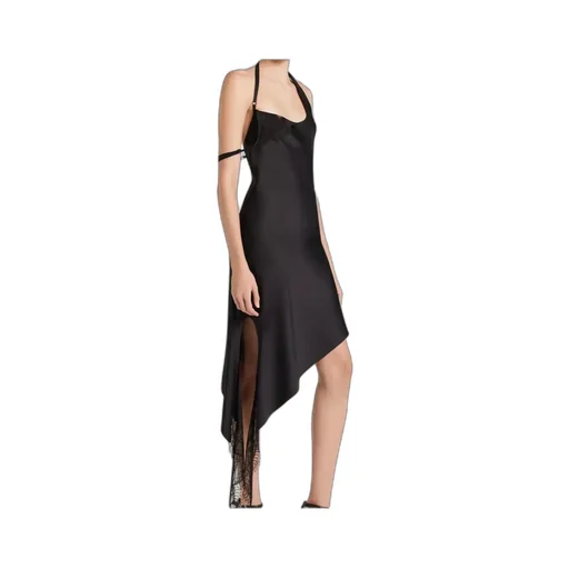 Asymmetrical Lace-Trimmed Dress
