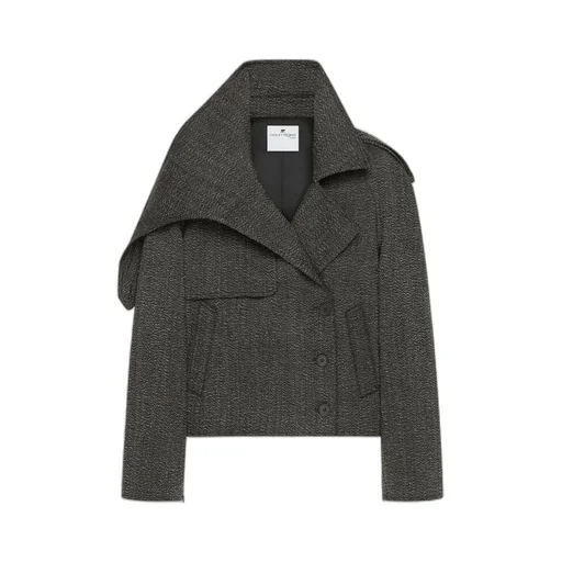 Oversized-Collar Cropped Jacket