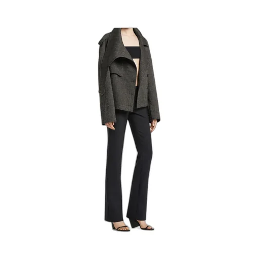 Oversized-Collar Cropped Jacket