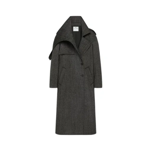 Asymmetric Collar Long Coat