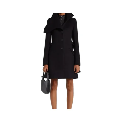Asymmetric-Lapel Button-Up Coat