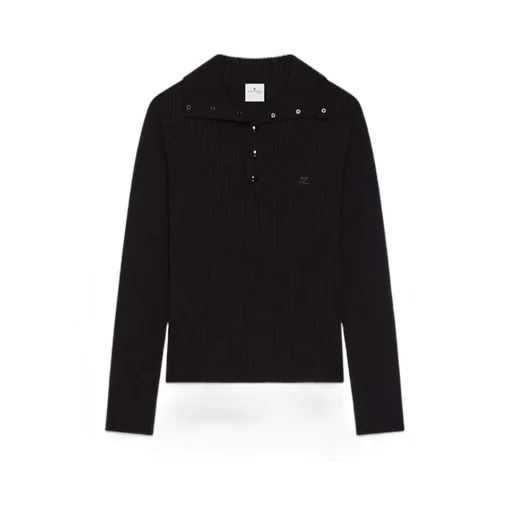 Ribbed-Knit Polo Sweater