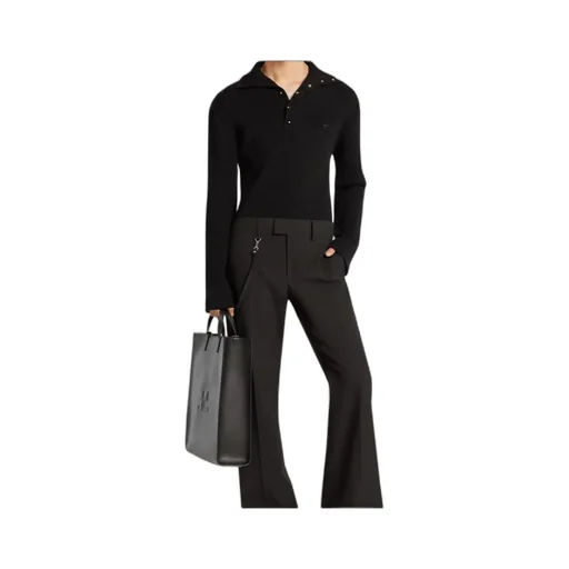 Ribbed-Knit Polo Sweater