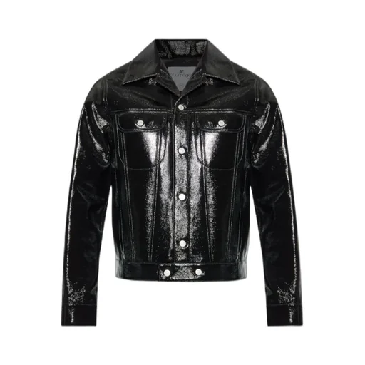 High-Shine Button-Fastening Jacket
