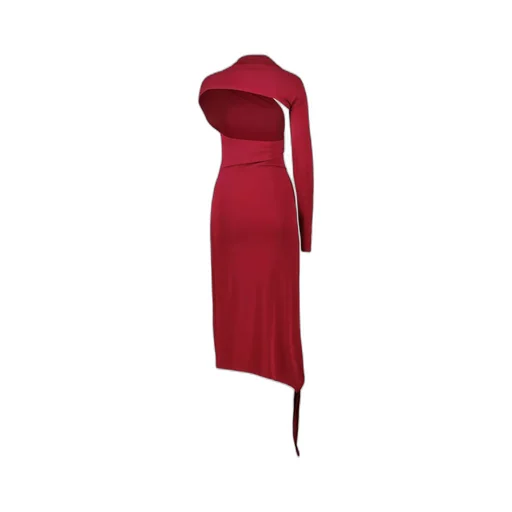 Long Slash Crepe Dress