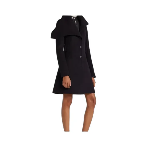 Asymmetric-Lapel Button-Up Coat