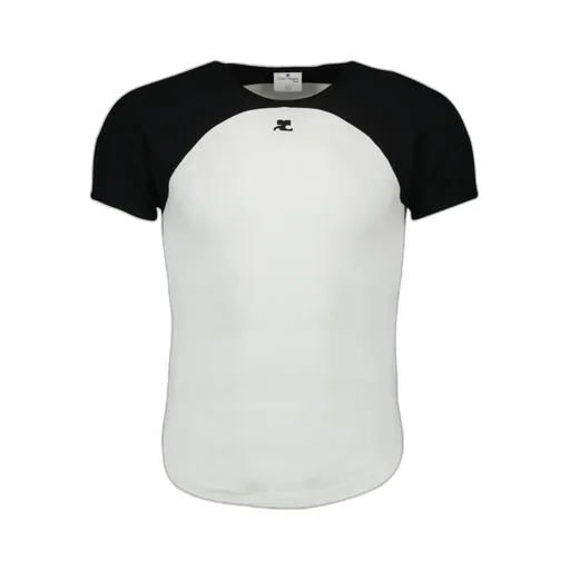 CourrÈGes Circle Contrast Raglan-Sleeve Crewneck T-Shirt