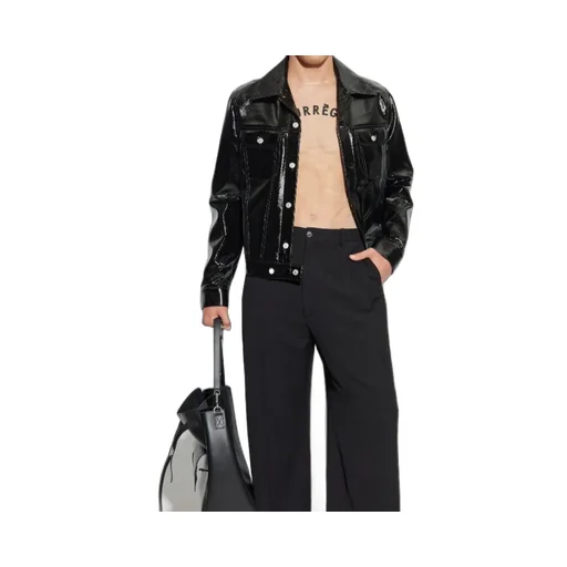 High-Shine Button-Fastening Jacket