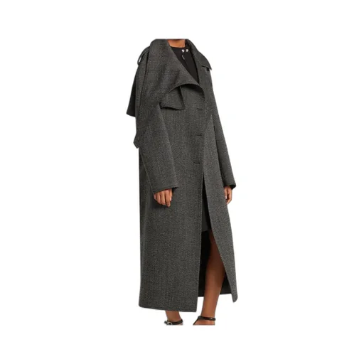 Asymmetric Collar Long Coat