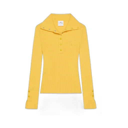 Ribbed-Knit Polo Top