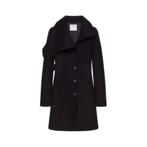 Asymmetric-Lapel Button-Up Coat