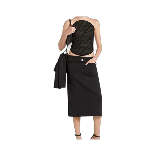 Elastic Waistband Tailored Skirt
