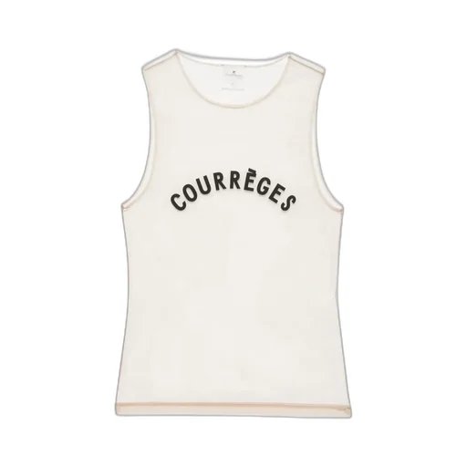 Logo-Print Tulle Top
