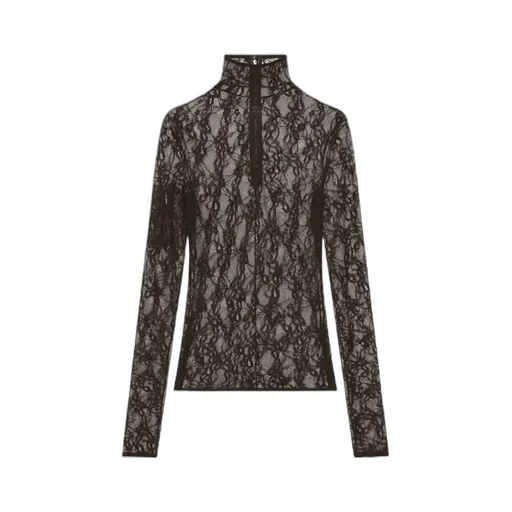 CourrÈGes Lace Mockneck Top