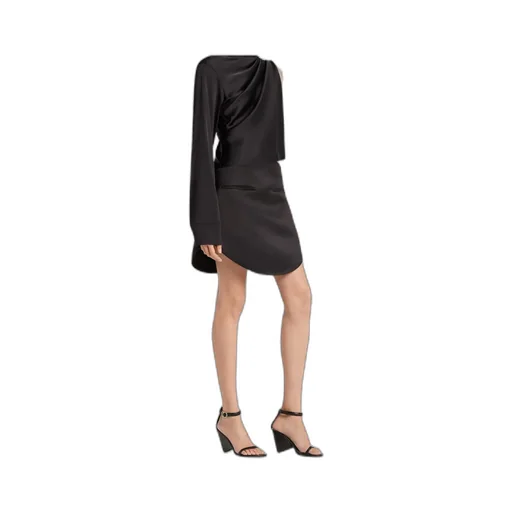 Rear Zipped Satin Mini Skirt