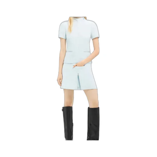 Zip-Detail Twill Miniskirt
