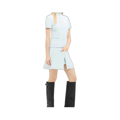 Zip-Detail Twill Miniskirt
