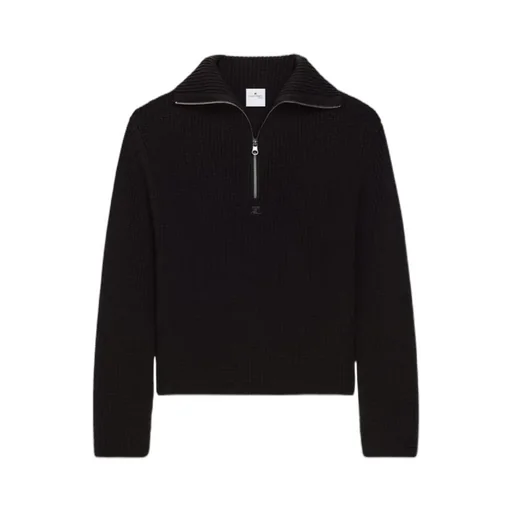 Zip-Neck Ribbed-Knit Sweater