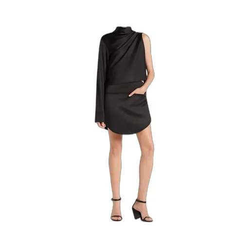 Rear Zipped Satin Mini Skirt