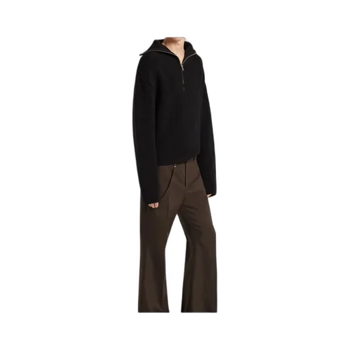 Zip-Neck Ribbed-Knit Sweater