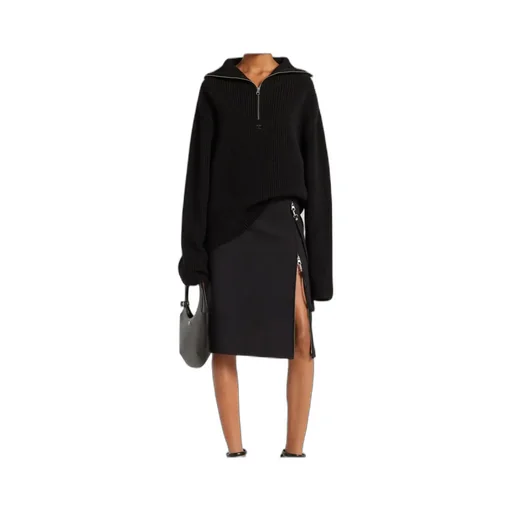 Zip-Neck Ribbed-Knit Sweater