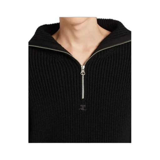 Zip-Neck Ribbed-Knit Sweater