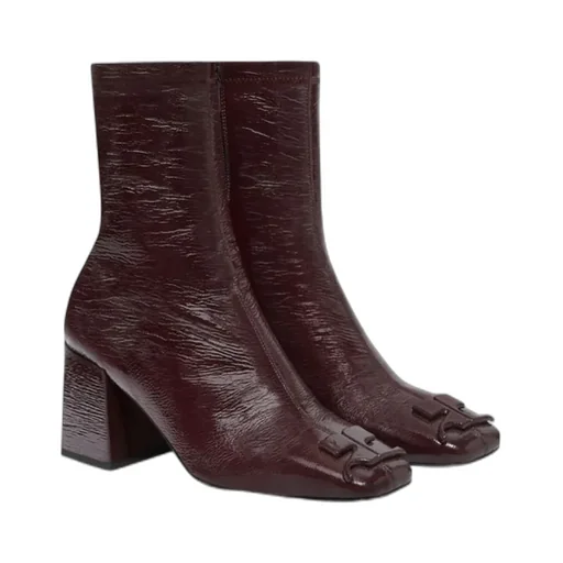 Zip Detailed Square Toe Ankle Boots