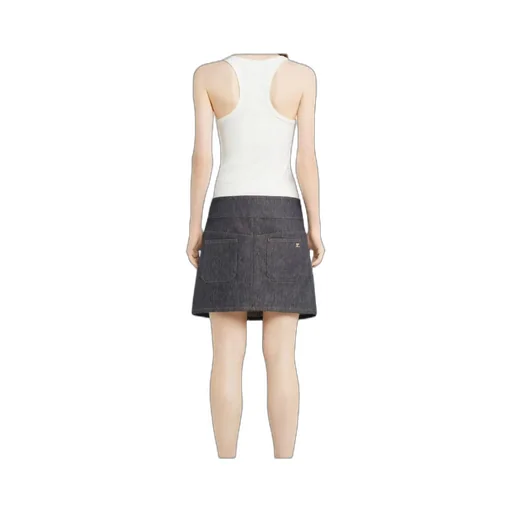 Belted Denim Mini Skirt