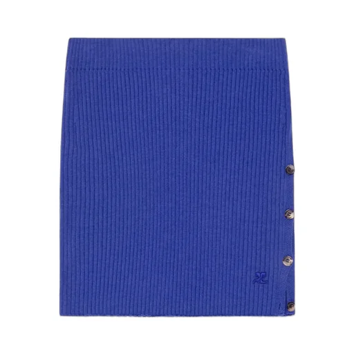 Buttoned Light Ribbed Mini Skirt